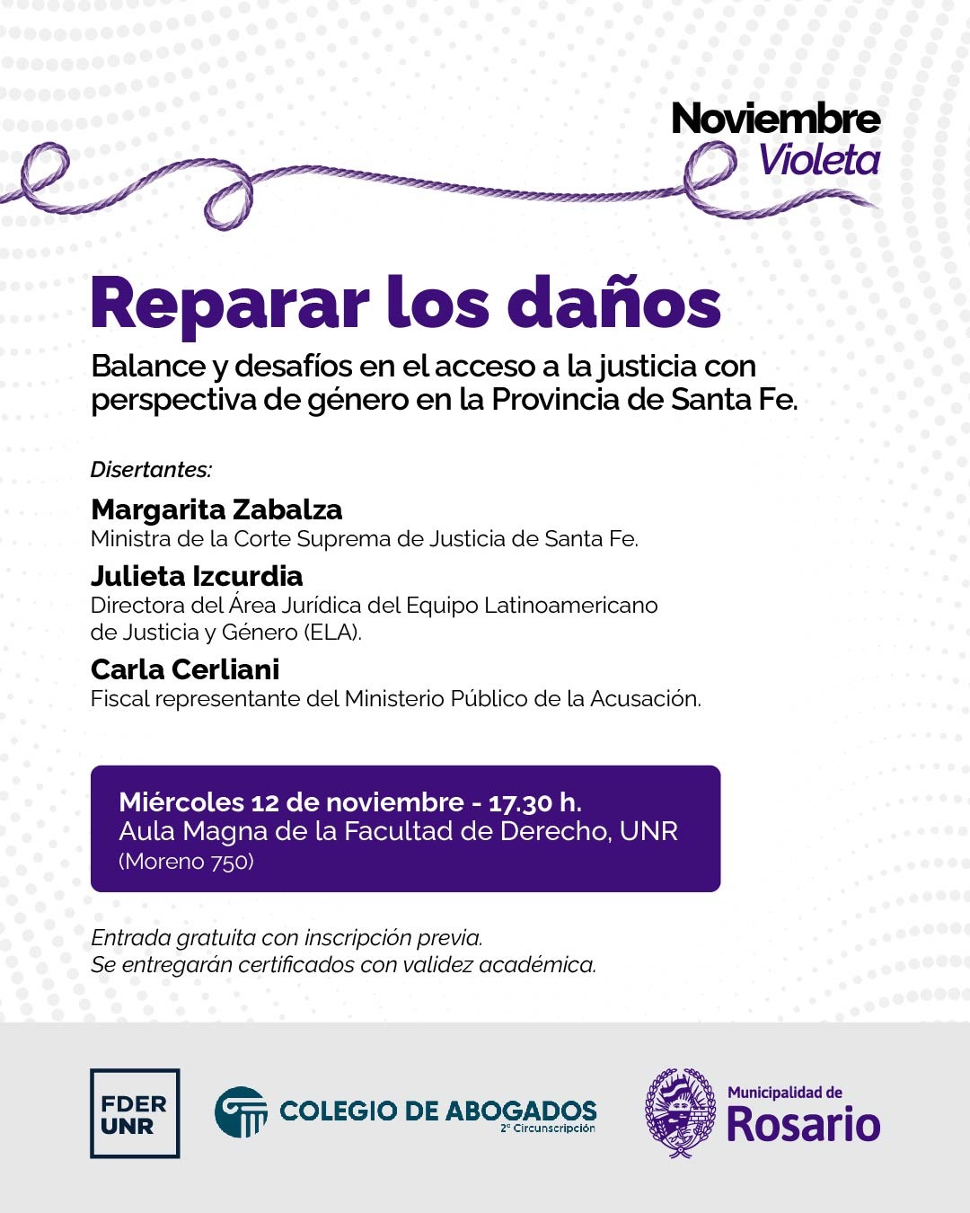 Jornada: Reparar los daños. Balance y desafíos en el acceso a la justicia con perspectiva de género en la Provincia de Santa Fe - 12/11/2025
